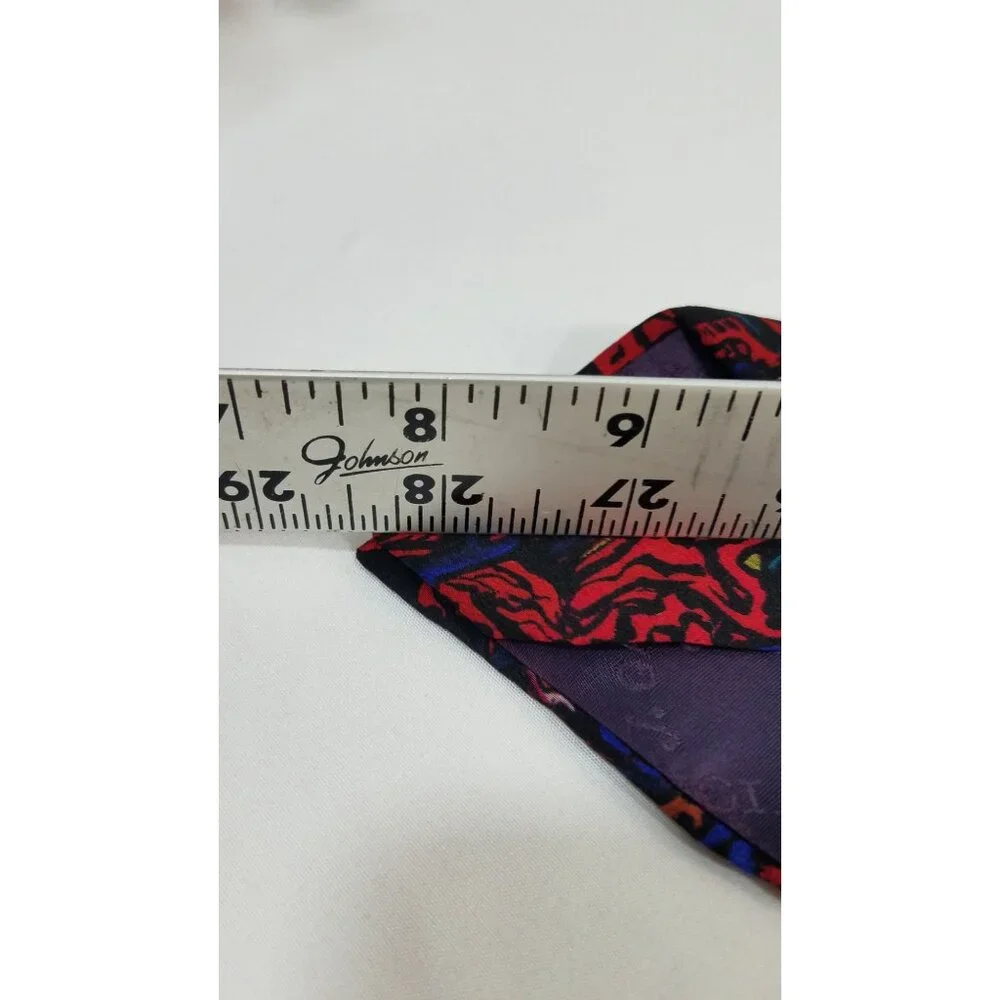 J. Garcia Mens Necktie Abstract Red Blue Silk Tie Hand Sewn In USA